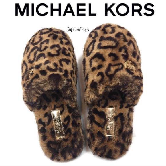 Michael Kors Jet Set Leopard Faux Fur Slippers - Picture 3 of 7